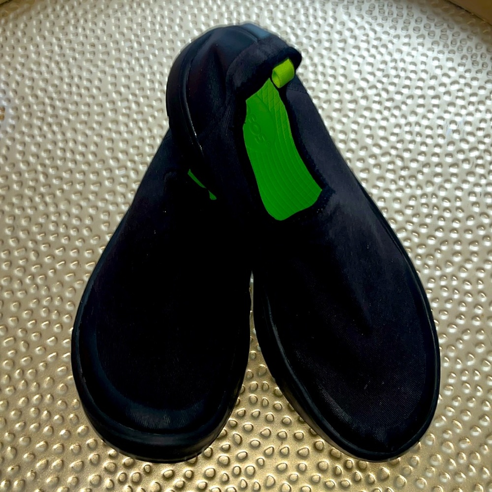 Oofos Black Slip On Shoes